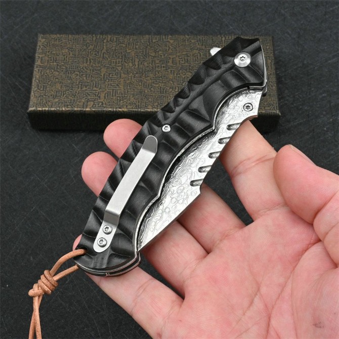 VG10 Damascus-Bully Dog Folding Knife