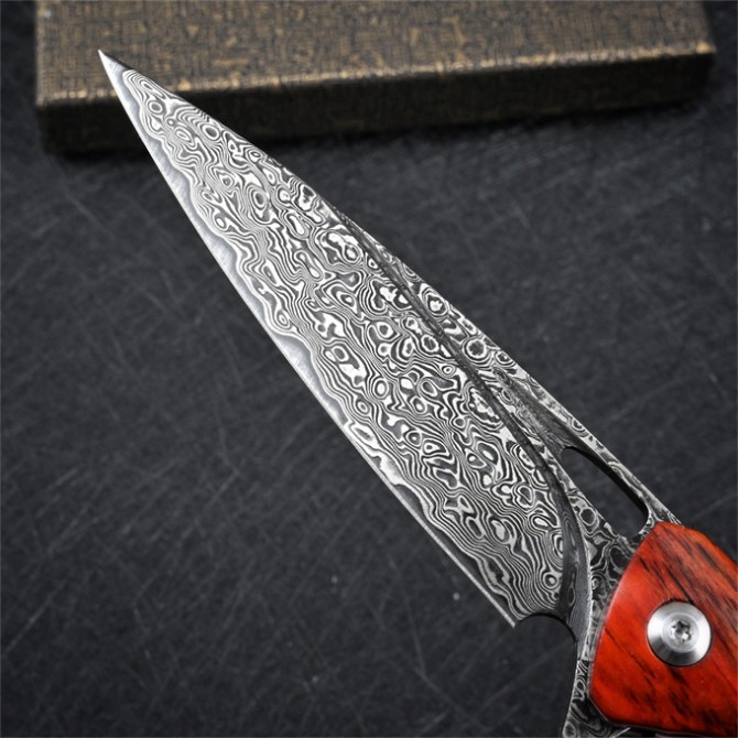 VG10 Damascus-Woodpecker Folding Knife