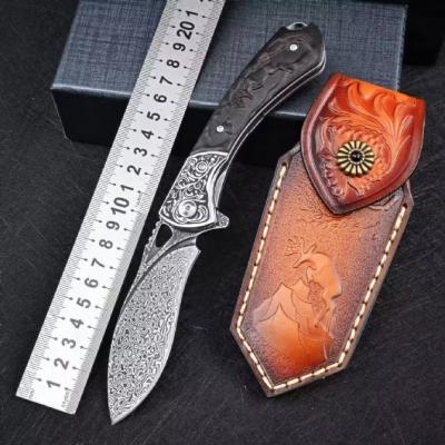 VG10 Damascus-Sika Deer Folding Knife