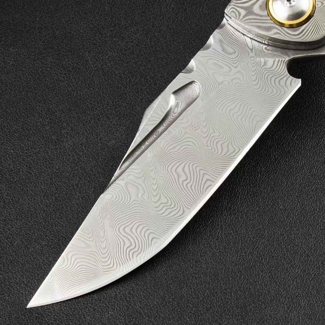 Jin Ling Dog Damascus folding knife fully handmade version
